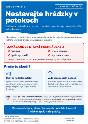 zákaz budovania nepovolených prehzrádzok vo vodných tokoch
